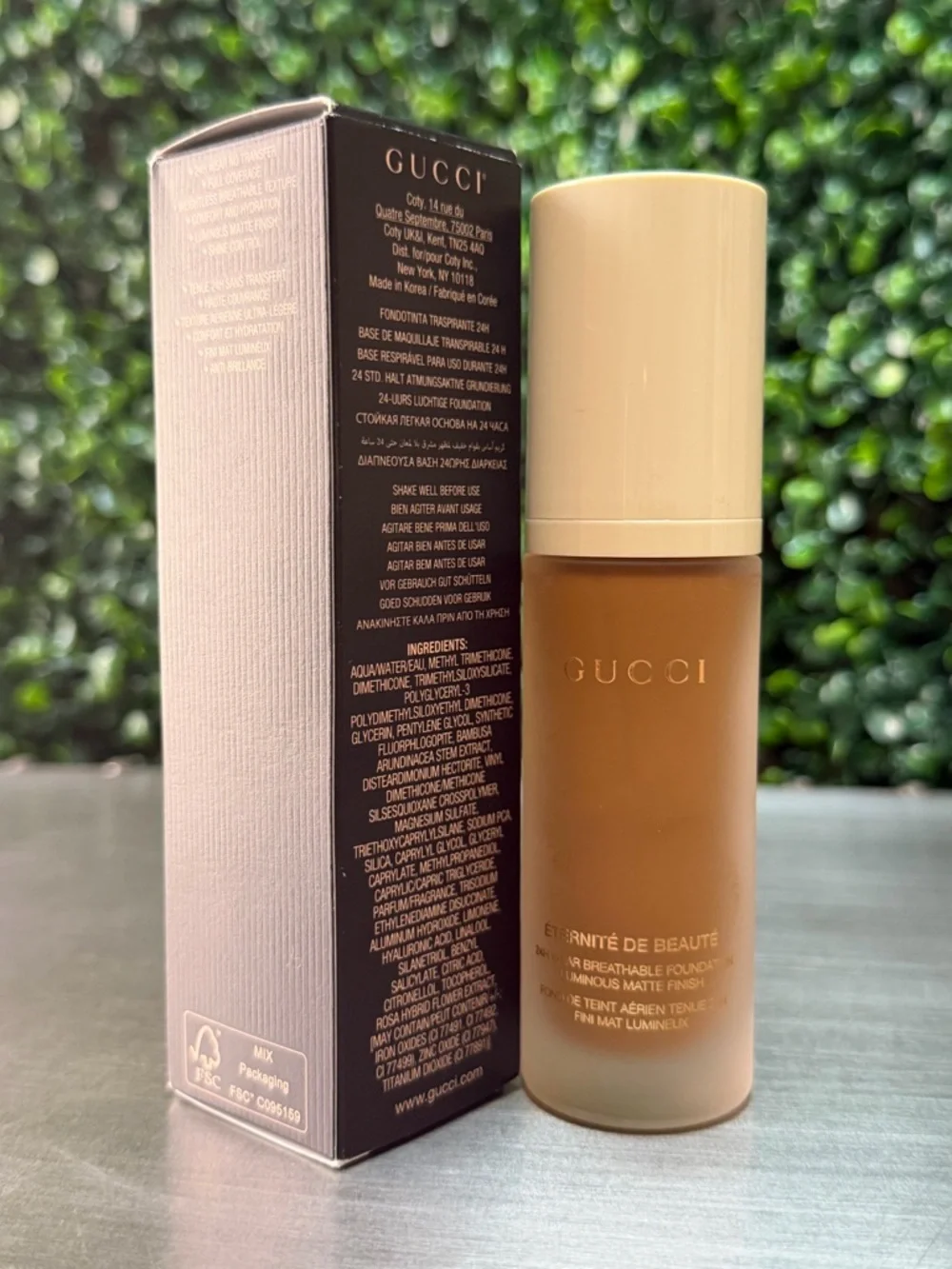 Gucci Foundation Bottle and Box - Tan, Cream